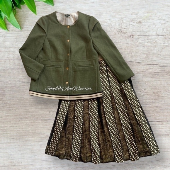 J.Crew Collection geo lace silk pleated midi skirt *Shop@iAmWarrior - Picture 5 of 13